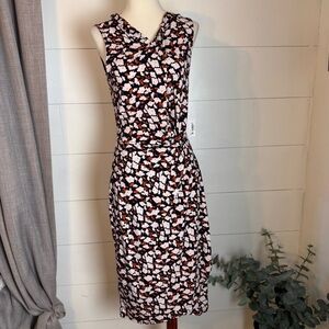 Women’s Amazon Essential Floral Print Sleeveless Twist Neck Midi Dress Sz Small